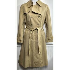 Aquascutum Aque 5 Double Breasted Rain Trench Coat 10 Belt Long Tan England M